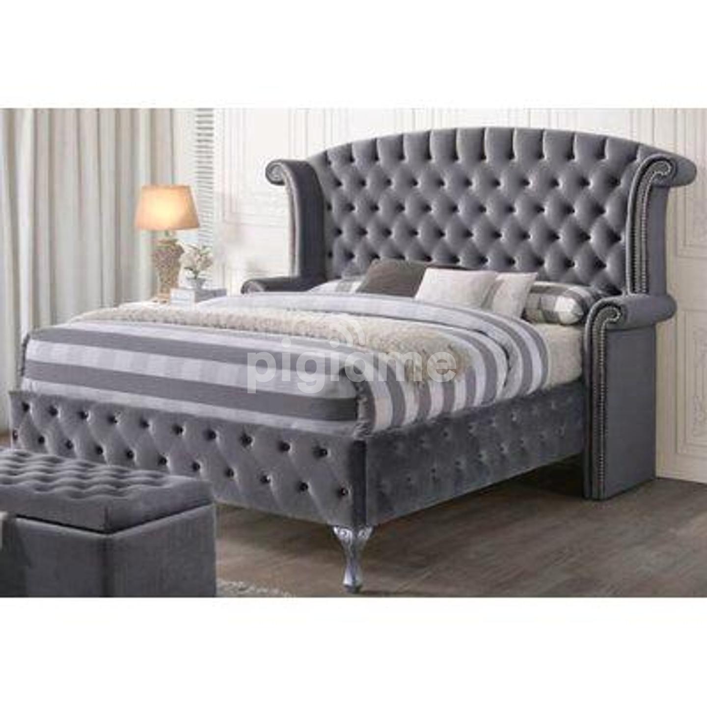 Latest Bed Designs In Kenya/6*6 Grey Beds/Kingsize Tufted Beds For Sale