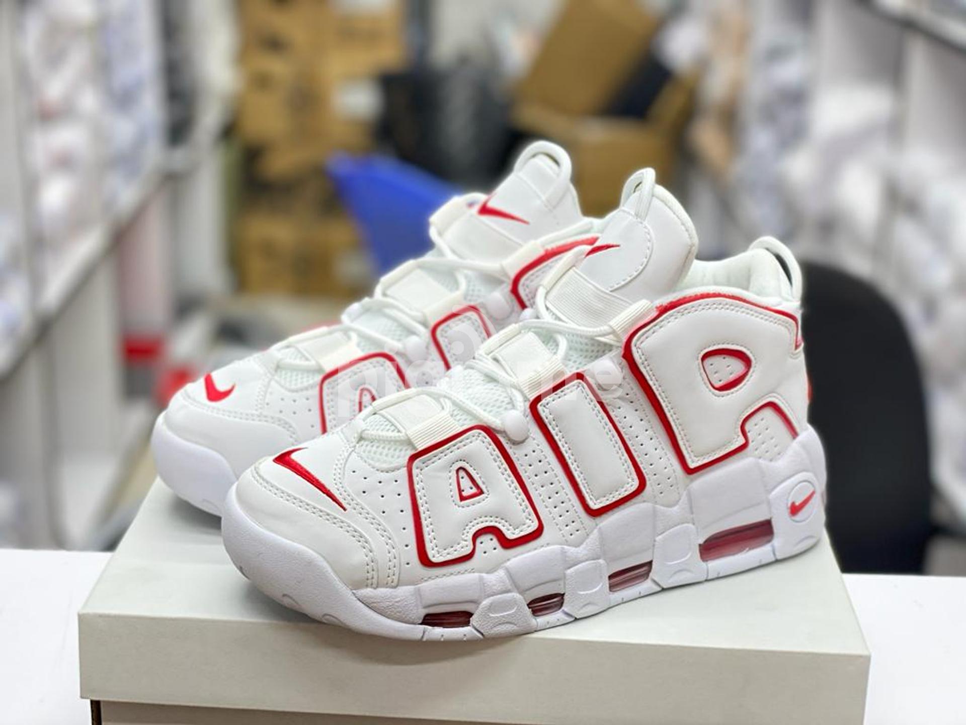 Nike uptempo sales white varsity red