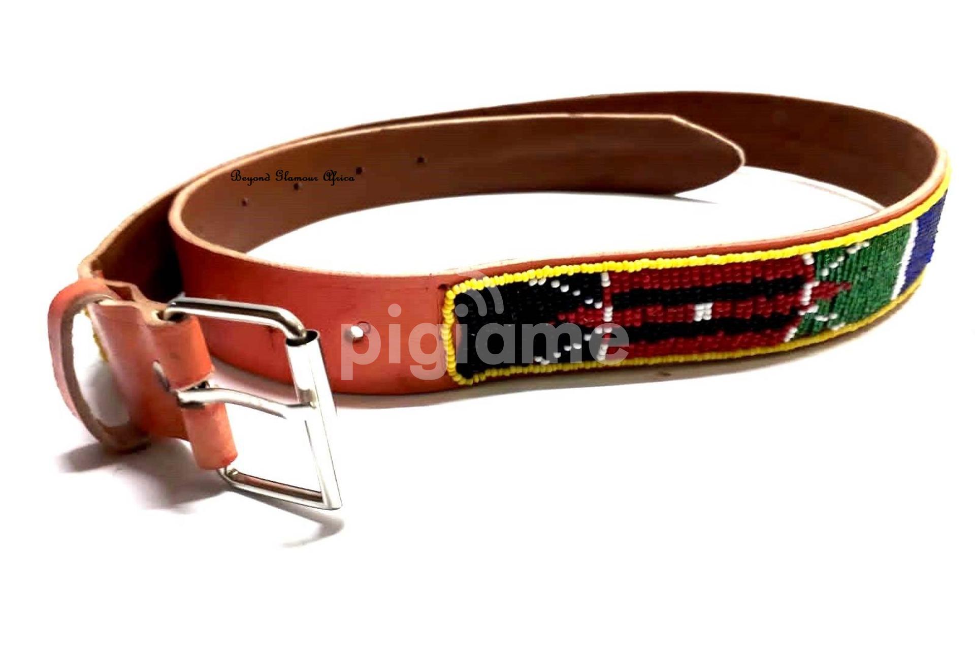 Mens Multi Beaded Maasai Leather Belt in Nairobi CBD PigiaMe
