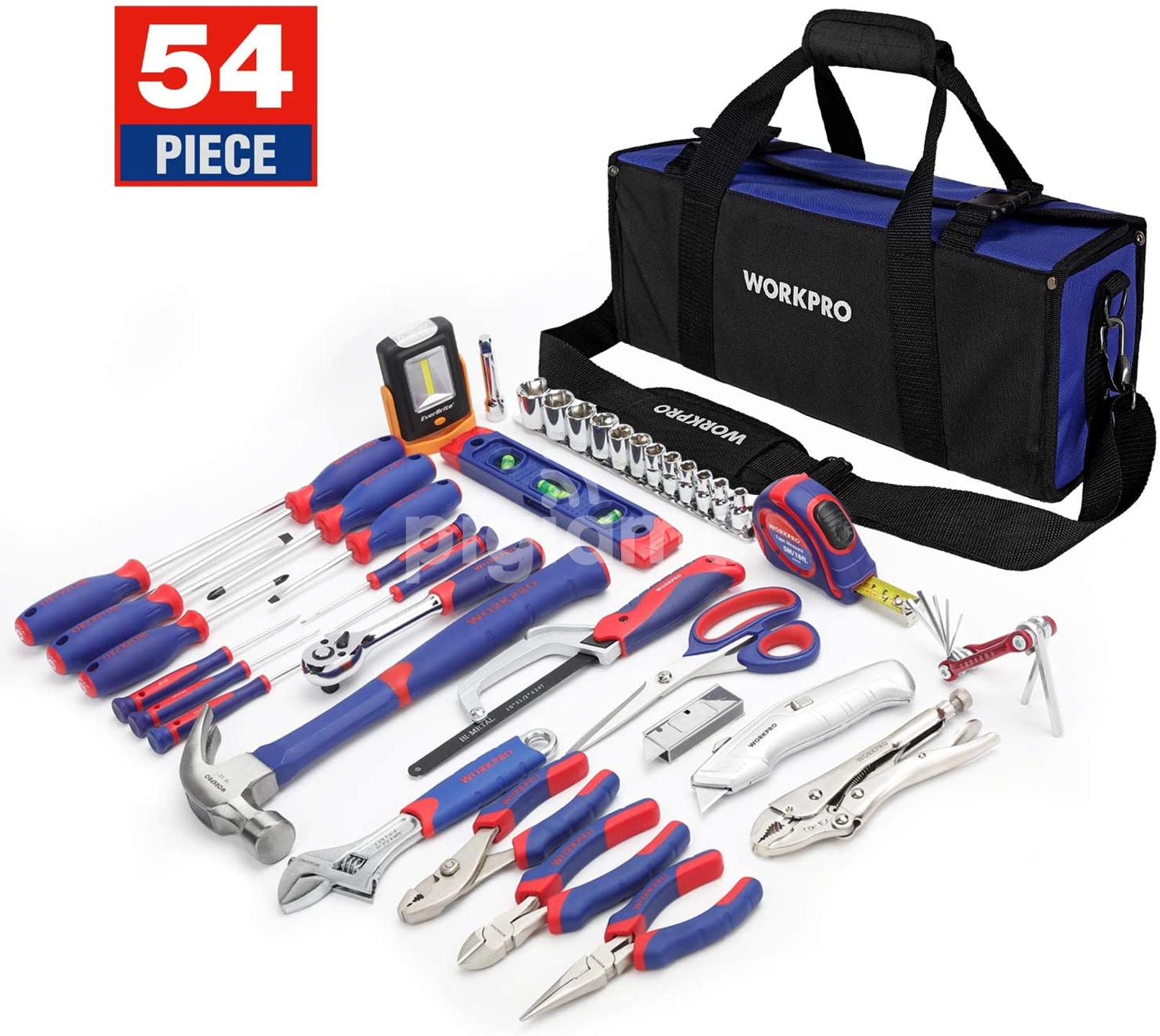 Workpro 54-Piece Home Repair Hand Tool Set Basic Household Tool Kit ...