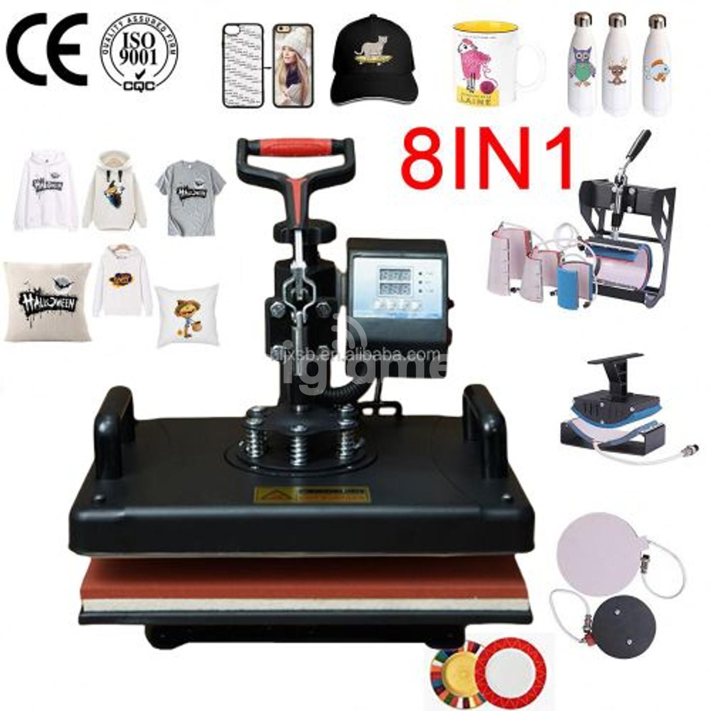 8IN1 Combo Heat Press Machine 15x15 Sublimation Transfer T-Shirt
