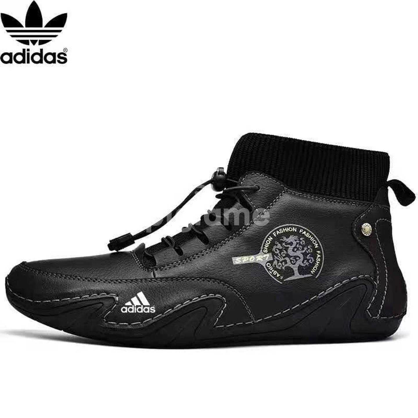 Adidas Men Handmade Leather Soft Sock Ankle Boots Black in Nairobi