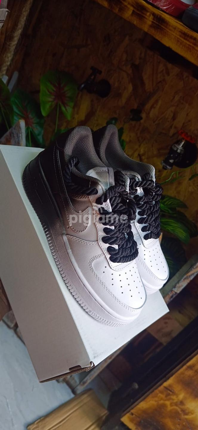 Nike Air Force 1 Low Customized with Chunky Laces Black