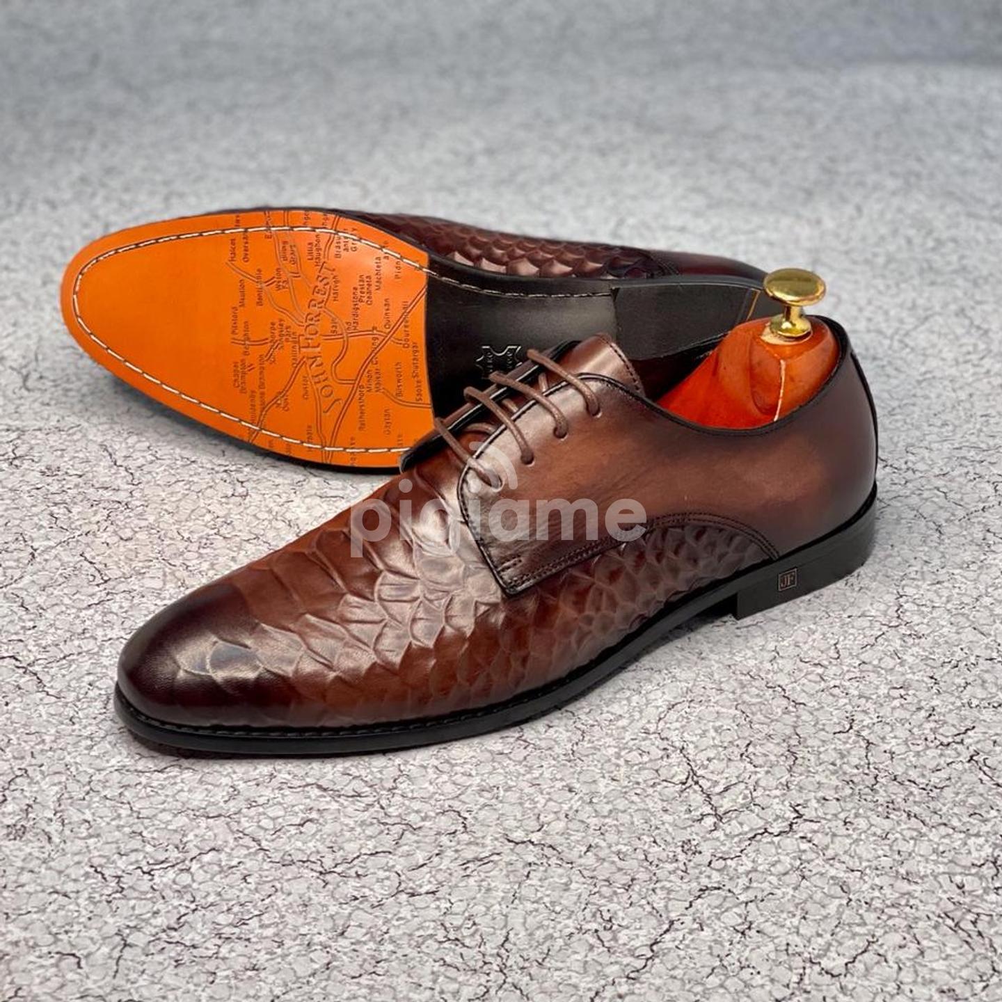 Men s Leather Shoes Snake Print Derby Classic Brown Shoes in Nairobi CBD PigiaMe