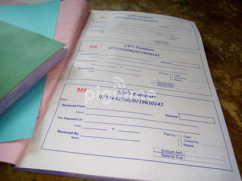 Receipt Books Designing & Printing in Nairobi CBD, Mfangano Street