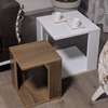 Modern Side Tables Set White & Wood Compact thumb 0
