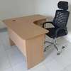 Modern L-Shaped Ergonomic Office Desk White Black Trim thumb 2