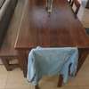 Mahogany Hardwood Dining table with a bench and 5 chairs thumb 1