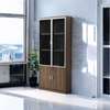 2-Door Wooden-Glass Display Lockable Storage Cabinet thumb 5