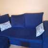 L- Shaped navy blue comfy sofa thumb 1