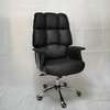 Office chair: Black leather adjustable office chair thumb 4
