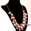 Womens Pink Crystal Necklace with earrings thumb 1