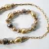 Womens Golden Beaded necklace, bracelet and earrings thumb 3