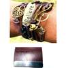 Purple Leather bracelet with a cardholder thumb 0