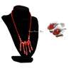 Womens Red crystal jewelry necklace and earrings set thumb 2