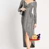 Evening Shimmery Wrap Front Slit Dress thumb 0