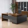 Solid Wood Executive L-Shaped Office Desk with Drawer thumb 3