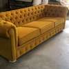 Latest yellow three seater chesterfield sofa set thumb 0