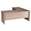 Modern L-Shaped Ergonomic Office Desk White Black Trim thumb 4
