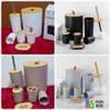 6 in luxury bathroom accessories set with bamboo lid thumb 2