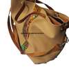 Ladies Beige Leather Handbag With Ankara Strip thumb 0