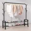 Cloth Rack With Double Lower Storage & Lockable Wheels thumb 2