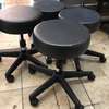 Black Leather-Metal Based Adjustable Round Backless Barstool thumb 6