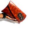 Womens Brown Clutch Bag with maasai beaded thumb 1