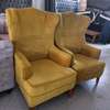 Modern yellow one seater wingback chair thumb 2