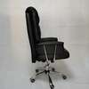 Office chair: Black leather adjustable office chair thumb 2