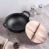 *Pre-seasoned Pure Cast Iron Flat Bottom Wok with Wooden Lid thumb 6