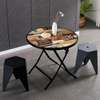 Foldable Round Wooden Table with Metallic Stand thumb 0