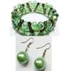 Womens Green Crystal Bracelet and earrings thumb 0