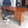 Sturdy Dark Brown Office Desk with Locking Drawers thumb 5