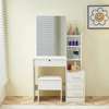 Dressers: White Wooden Vanity With Stool Set For Bedrooms thumb 4