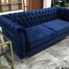 Modern three seater blue tufted sofa set thumb 1