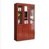 3 Door Glass Display Mahogany Office Storage Cabinet thumb 1