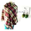 Womens Multicolor cotton poncho with green earrings thumb 0