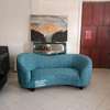 Modern blue two seater curved sofa set thumb 4