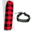 Red maasai shuka with engraved leather bracelet thumb 2