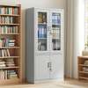 White Metal Storage Cabinet with Lockable Glass Doors thumb 0