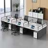 Six-Station Modular Desk with Glass Screen Barriers thumb 3