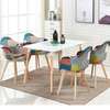 Modern Patchwork Wooden Fabric Dining Garden Chair thumb 10
