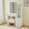 Dressers: White Wooden Vanity With Stool Set For Bedrooms thumb 0
