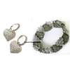 Womens Green Crystal Bracelet and silver earrings thumb 0