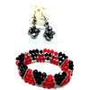 Womens Red/Black Crystal Bracelet with earrings thumb 3