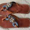 Handmade Beaded Sandals Brown Leather Floral Design thumb 5