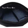 Black Leather waist bag with denim ankara pouch thumb 1