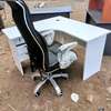 Home office desk table plus office leather chair thumb 0