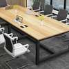 Brown Wooden Rectangular Metal Framed Conference Table thumb 2